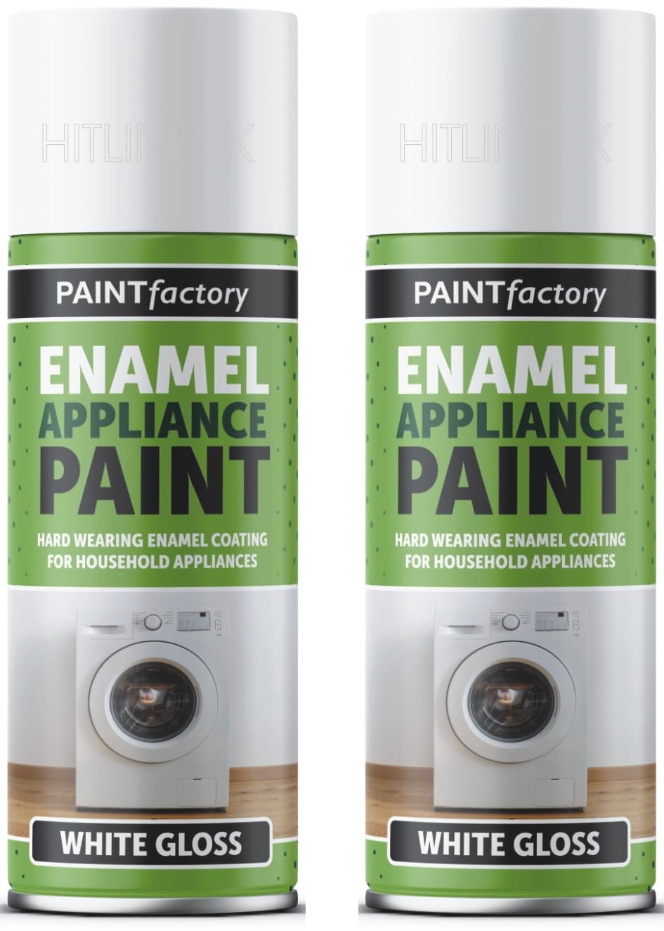 Hitlineuk White 2 X 400Ml Gloss Enamel Paint Spray Appliancel Hard-Wearing Aerosol Coating For Diy, Wood, Metal, And Household Appliances