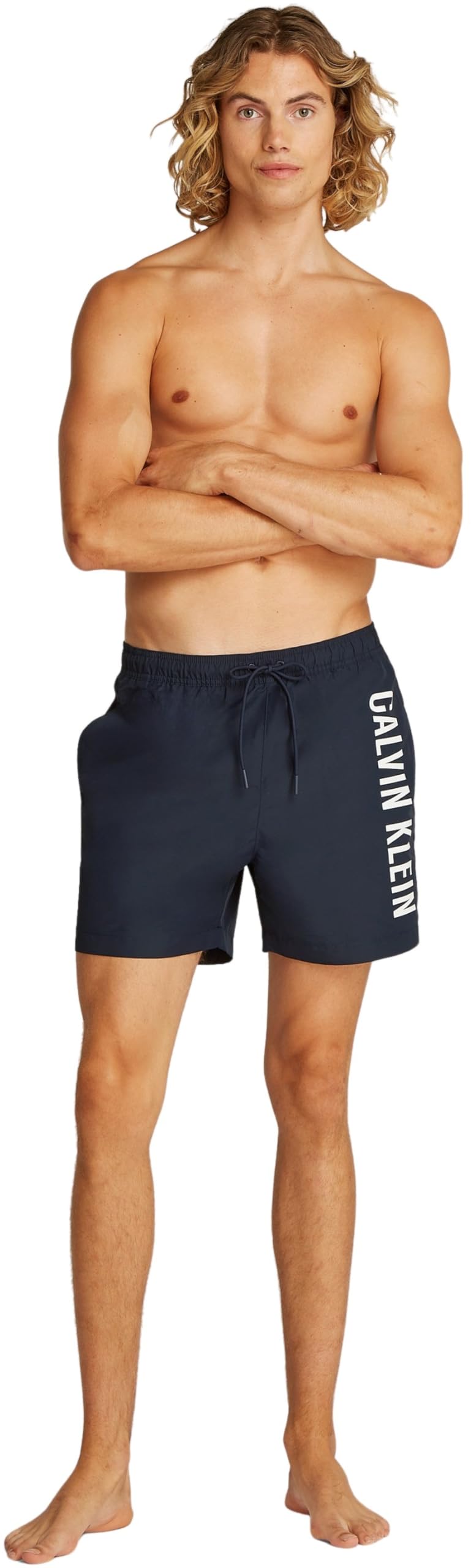 Calvin Klein Uomo Pantaloncino da Bagno Medium Drawstring con Logo