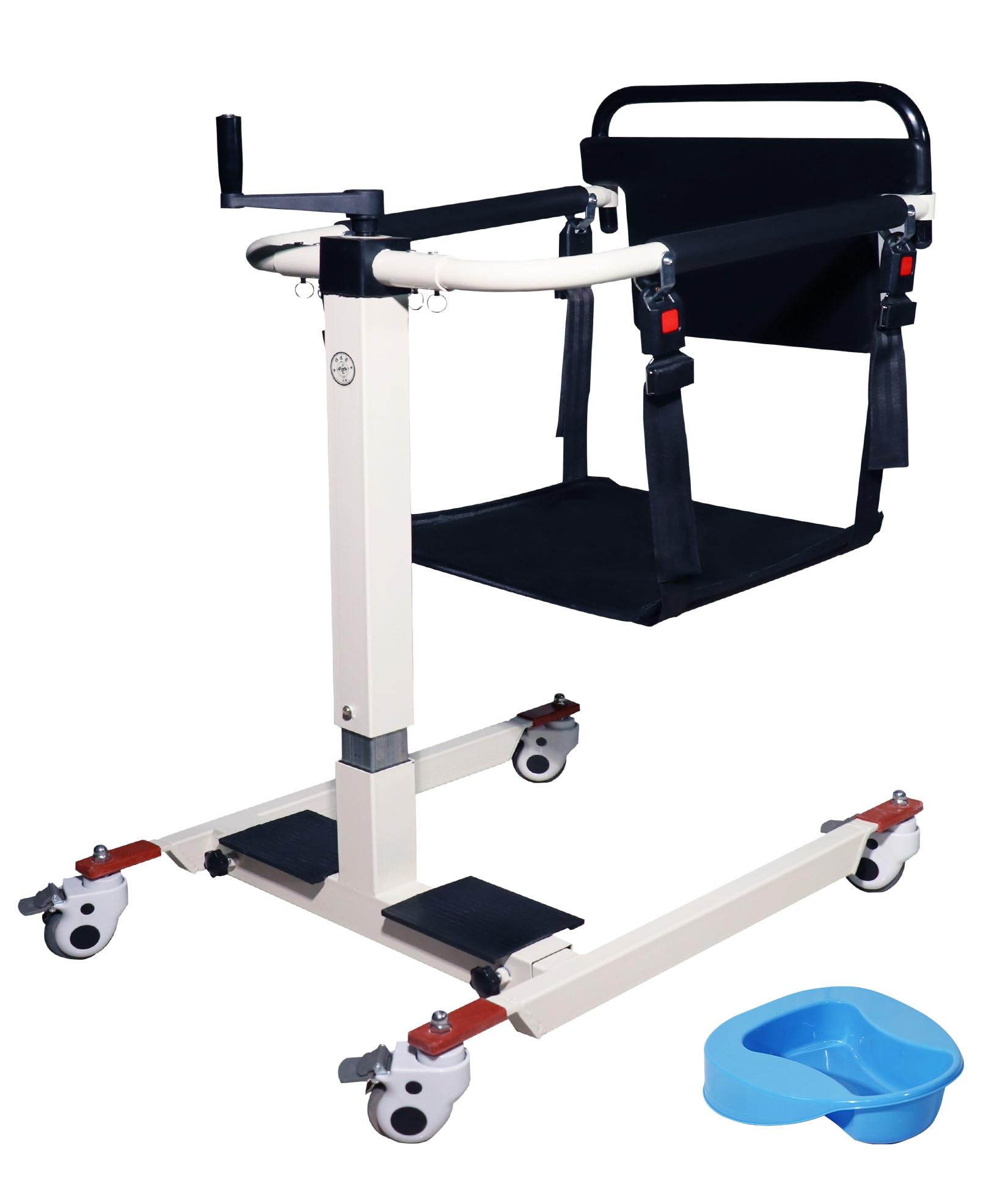 Elevador de Pacientes 4 en 1 Transferencia del Cuerpo de Silla al Coche, Altura/Anchura Ajustable Silla Elevadora de Pacientes con Manivela, Elevador de Silla de Ruedas, Silla de Baño