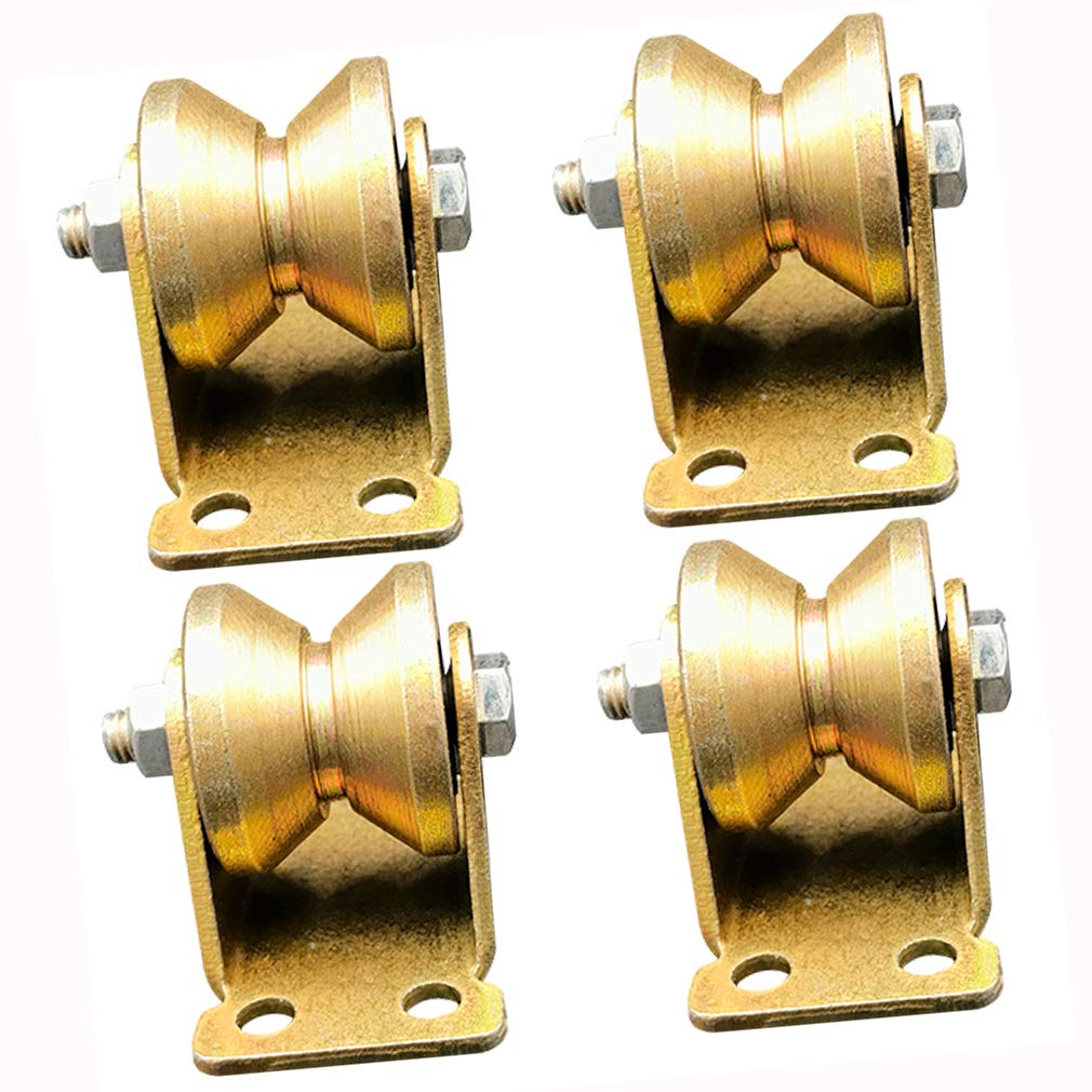 NIANXINN 4 V-Nut Stahl-Lenkrolle,Starre Schwerlastrollen,V-Förmige Schiene Rollen,für umgekehrte Spur,Rolltor,Schiebetor,Industriemaschinen,Drahtseilschiene,Doppellager,Kapazität 500kg(77mm/3in)
