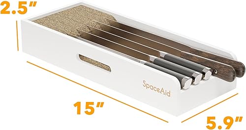 Miniatura 5 de SpaceAid Organizador de cajones de bambú, soporte para cuchillos de carne, bloque organizador para cajones en organización de almacenamiento