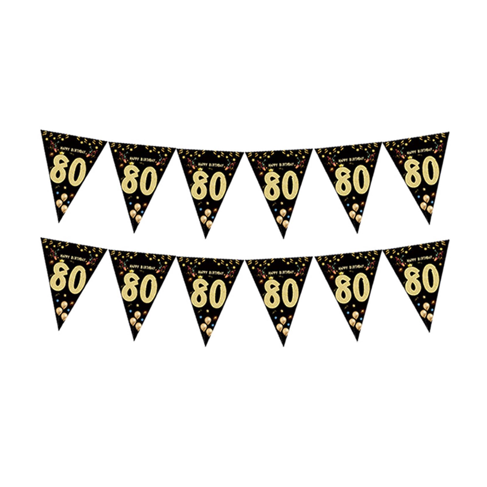 XuQiZZpp Party Bunting Hanging Decoration Black Gold Triangular Pennant Ornament Birthday Photography Props for Adult Stylish Party Supplies