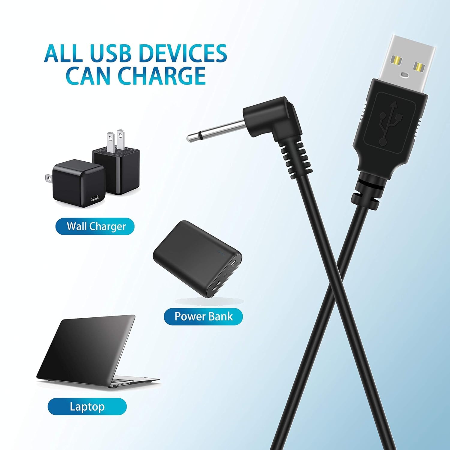 Bicmice Cavo Di Ricarica USB-C A DC 2,5 Mm | 0,8 Metri | Confezione Da 2 Cavi Bianchi - 4