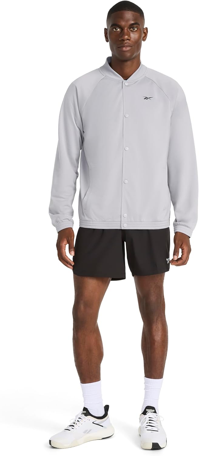 Reebok Men's Classics Basketball Matte Snap Jacket, Standard Fit, Lightweight Poly Fabric