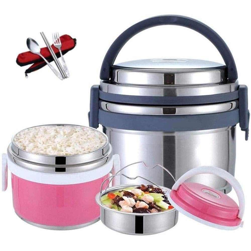 Fiambrera, Fiambrera térmica de acero inoxidable, Contenedor de alimentos con aislamiento de doble capa Frasco 1L A prueba de fugas Bento Box Sopa Frascos de almuerzo para comida caliente Disfrute d