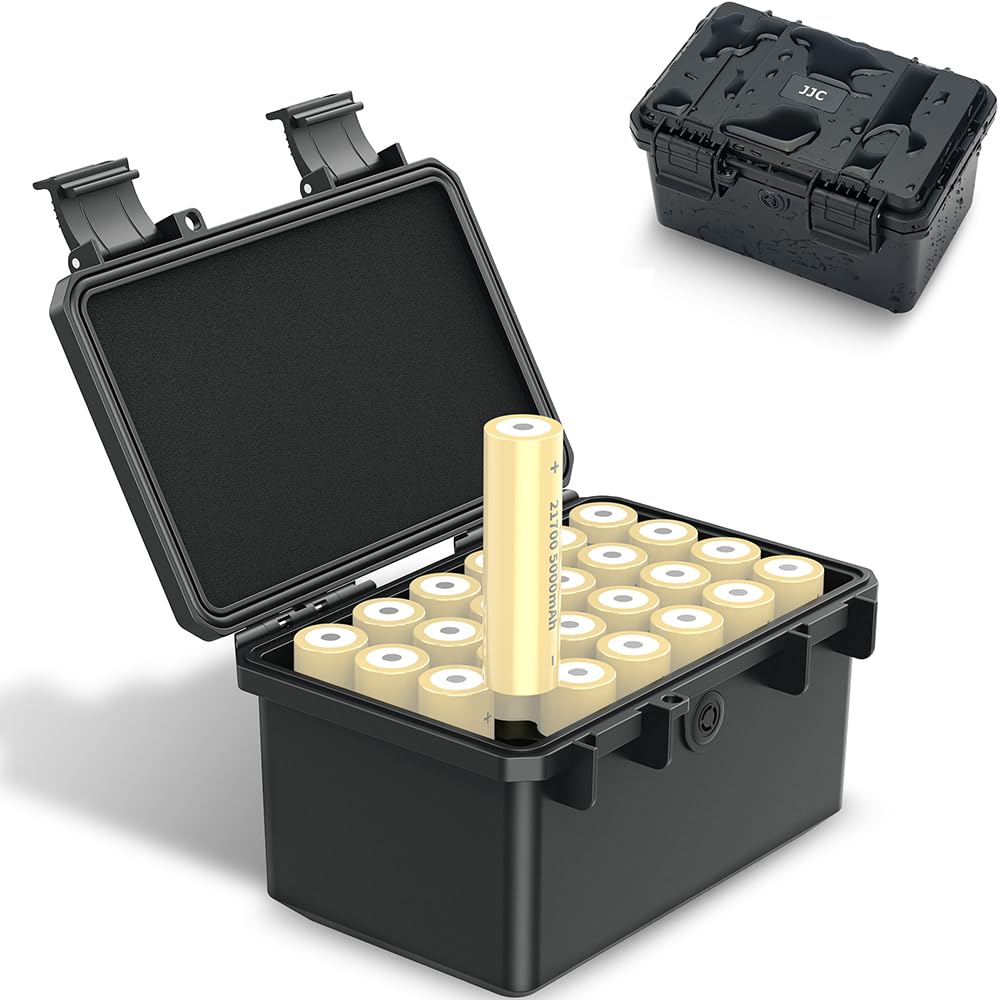 JJC 21700 etui na baterie pojemnik na baterie wodoodporny na 24 sztuki baterii 21700/20700 i wszystkie podobny rozmiar baterii, organizer do przechowywania baterii