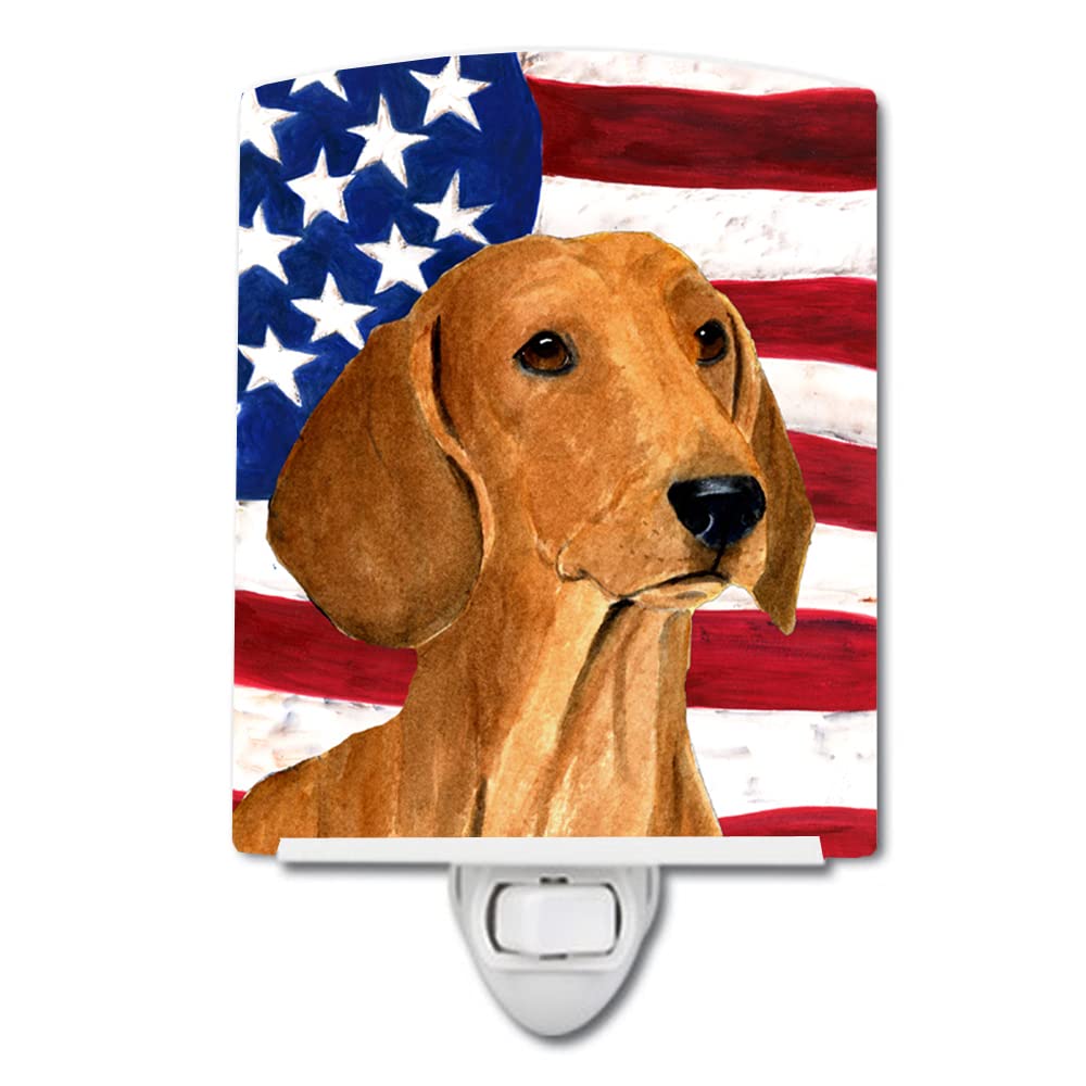 Carolines Treasures Night Light, USA Flag Dachshund, Ceramic, 6x4x3in,
