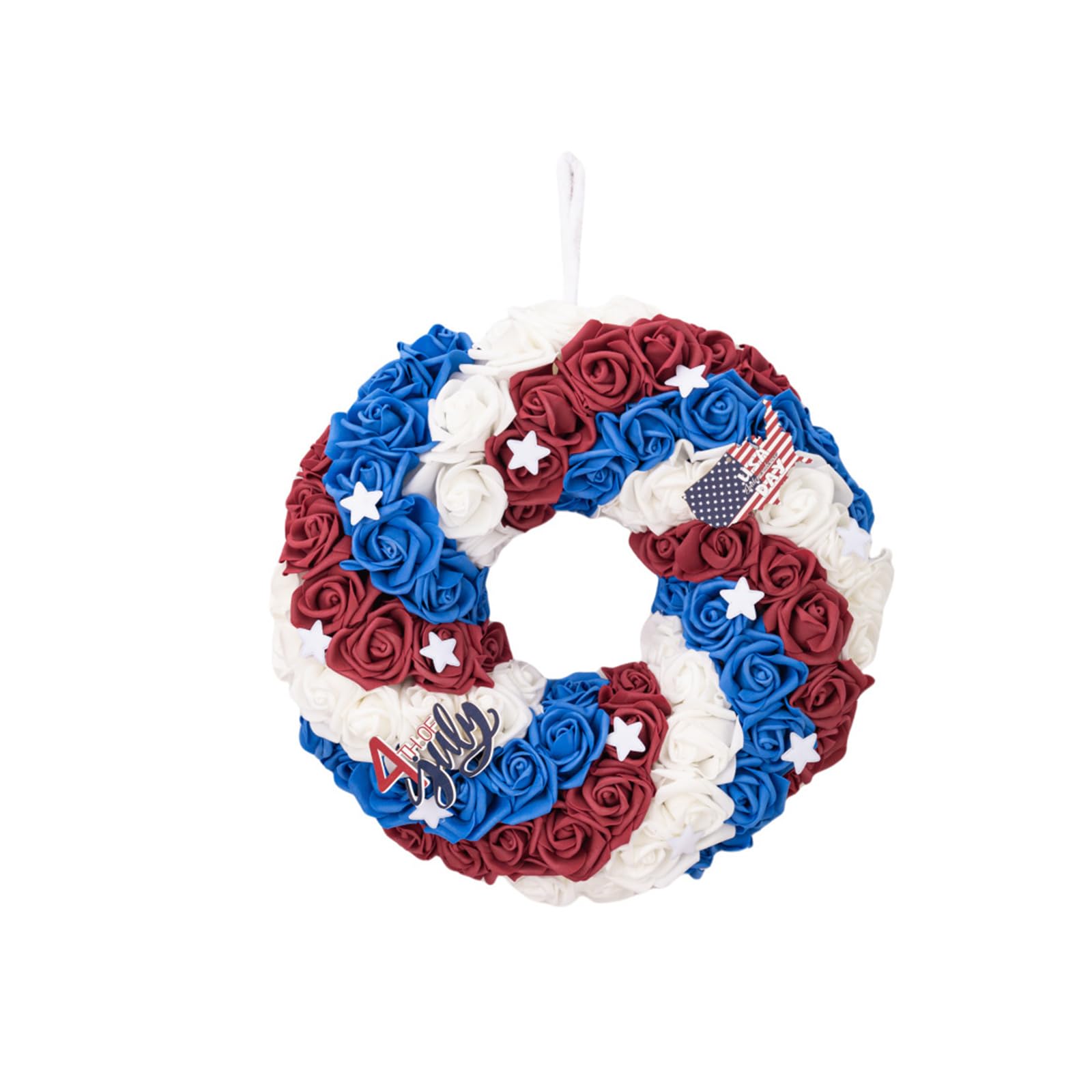 Kalttoy Artificial Wreath with Star for Front Door Farmhouses Indoor and Outdoor Garden Independence Day Decorations Artificial Wreath