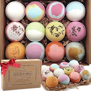Bath Bombs Salt Balls,12 PCS Gift Set,Vanilla Menthol Rose Extract Essential Oils,Moisturizing Dry Skin,Fizzy Spa,Relaxing,Bubble Bath Bomb Gifts Idea for Men Women