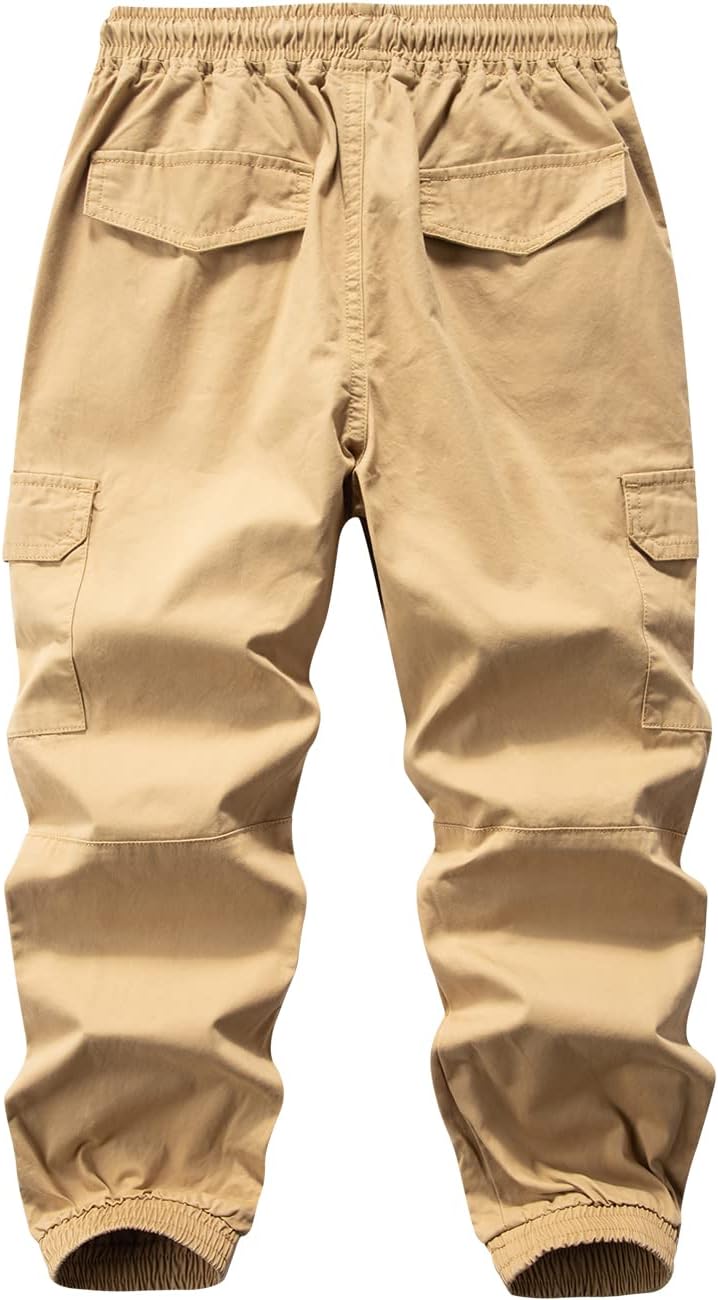 Boys' Drawstring Elastic Waist Cargo Jogging Pants for Kids - Image 3