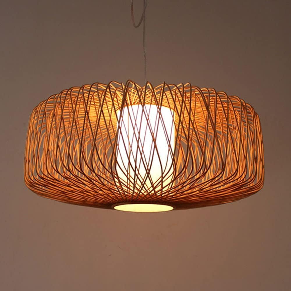 Lampe à rotin noir boho de table pendante et lustre de style rustique - 8