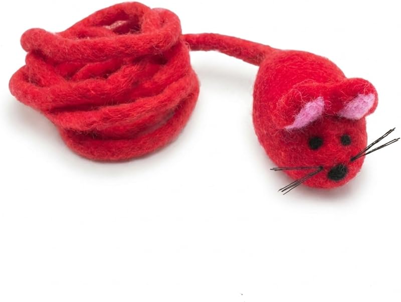 Brinquedo de Rato para Gatos em Feltro de Lã Natural com Catnip Glaciart One – Cauda de 106,68 cm