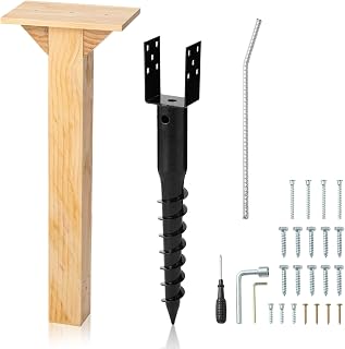 Little Library Mount Kit, No-Dig Ground Anchor with 4x4x31.5 Waterproof Wood Post & Bracket, Easy Install Outdoor Library Stand for Community Sharing, Support All Sizes of Little Libraries (Triangle)