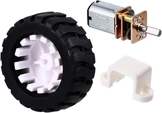 jojofuny 2sets Mini Gear Motor with Rubber Tires for DIY Vehicles Shaft Design High Torque Low Noise Durable Micro Motor for Hobbies and Projects