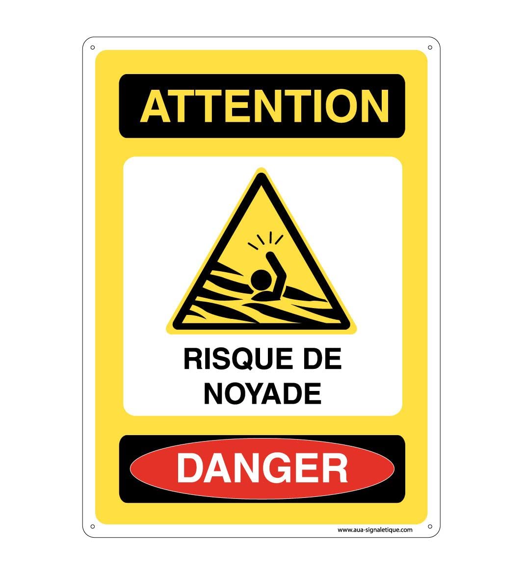 AUA SIGNALETIQUE 202053-AI-p-300x420 Pre-drilled Panel, Caution: Hazard Hazard, 300x420 mm
