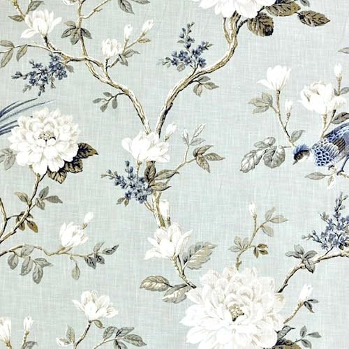 Joybird Dove Grey Cream Floral Bird Covington Fabric