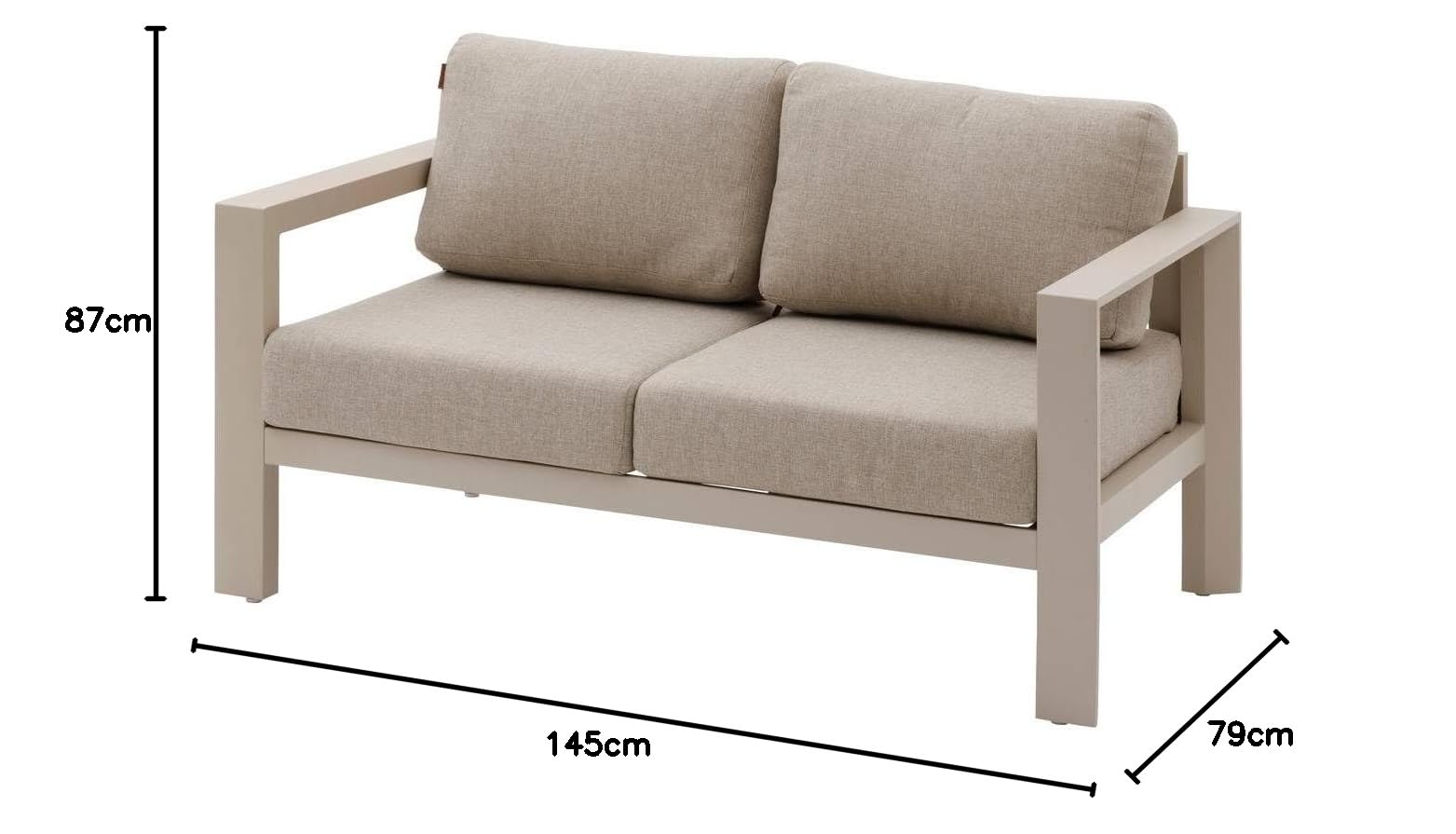 Hespéride - Canapé de Jardin Évasion Argile 2 Places Anti-Rouille 4 Coussins Déhoussables Inclus Mobilier d'Aménagement pour Terrasse Balcon Patio