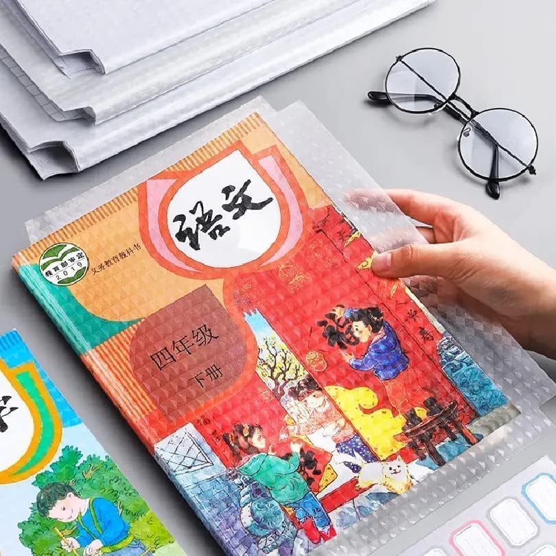 Image of Catron Transparent Paper Sticker Book Cover Film Book Binding Cover [90 Pcs- 3 Different Sizes -10 Each] Waterproof Self-Adhesive Book Cover for Office School Textbook Protective Case