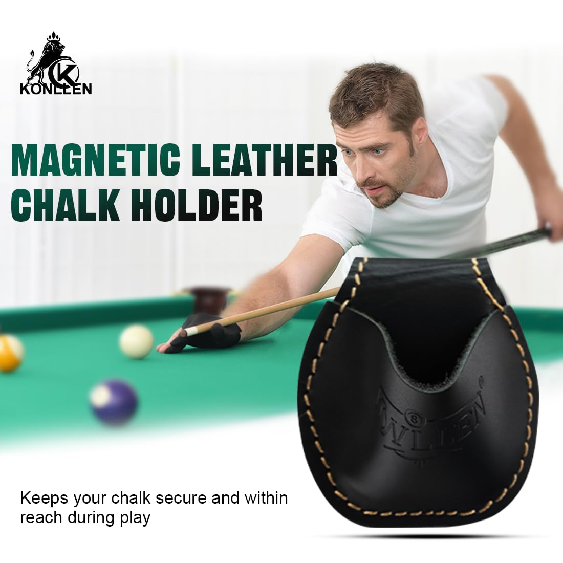 KONLLEN Billard Cuir Porte-Craie Sac Poche Snooker Piscine Accessoires