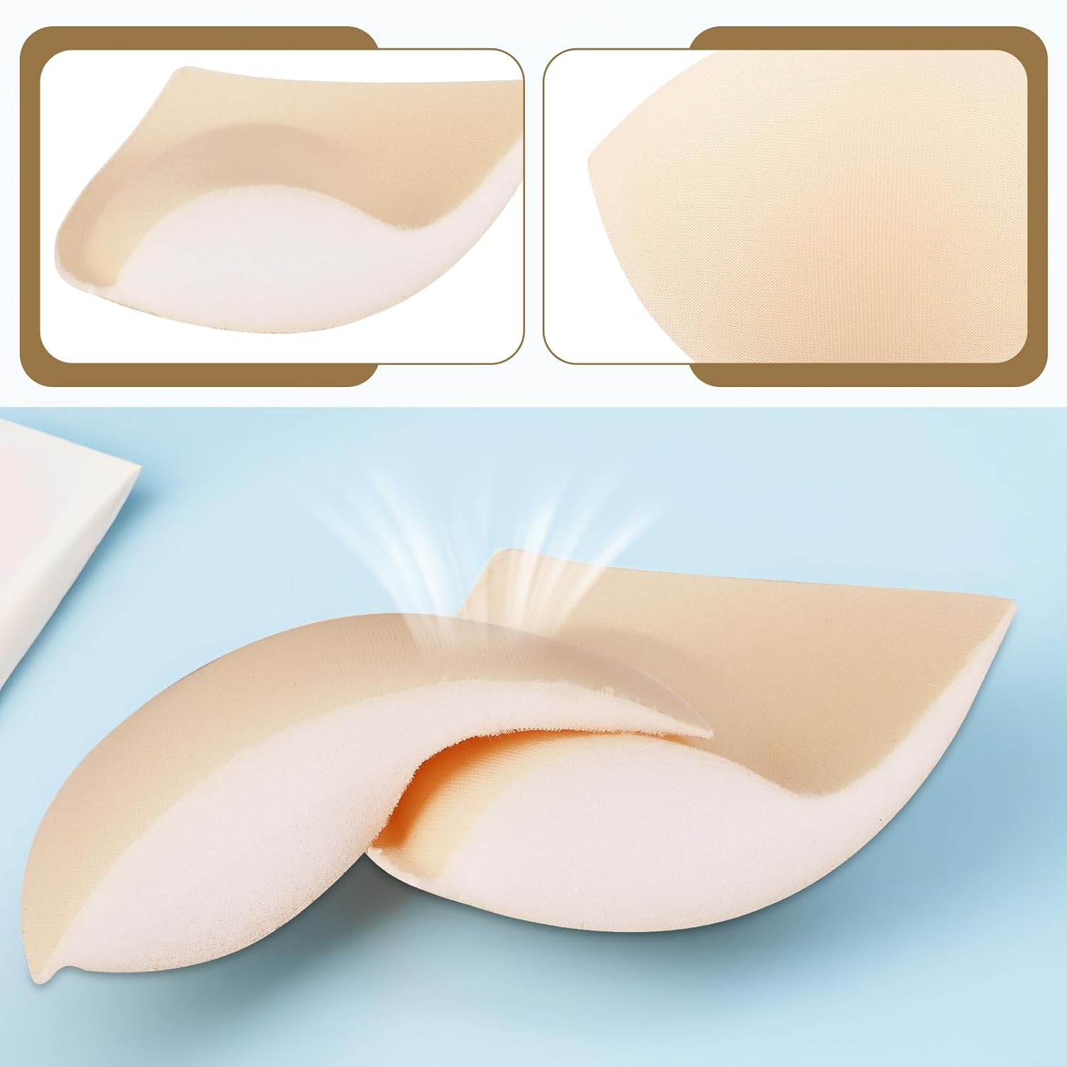 3 Pair Inserts Bra Removable Bra Pads Inserts Push Up Removable Breathable Push Up Breast Chest Enhancer Bras Foam Sponge Pads for Evening Gowns Wedding Dresses Yoga Sport Bras Swimwear Bikini