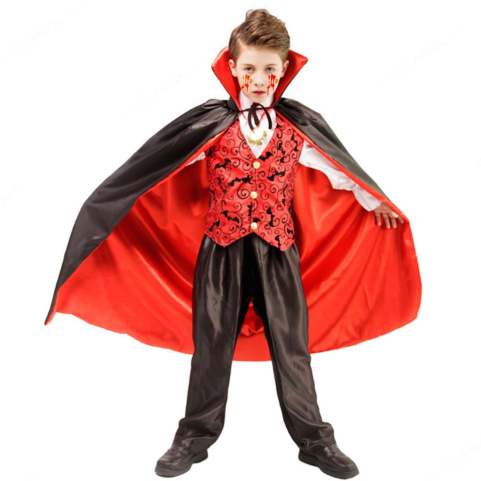 Momkonzz Vampire Costume for Boys Halloween Costumes with Deluxe Cloak Dress Up Party Cosplay for Kids 9-12 Years