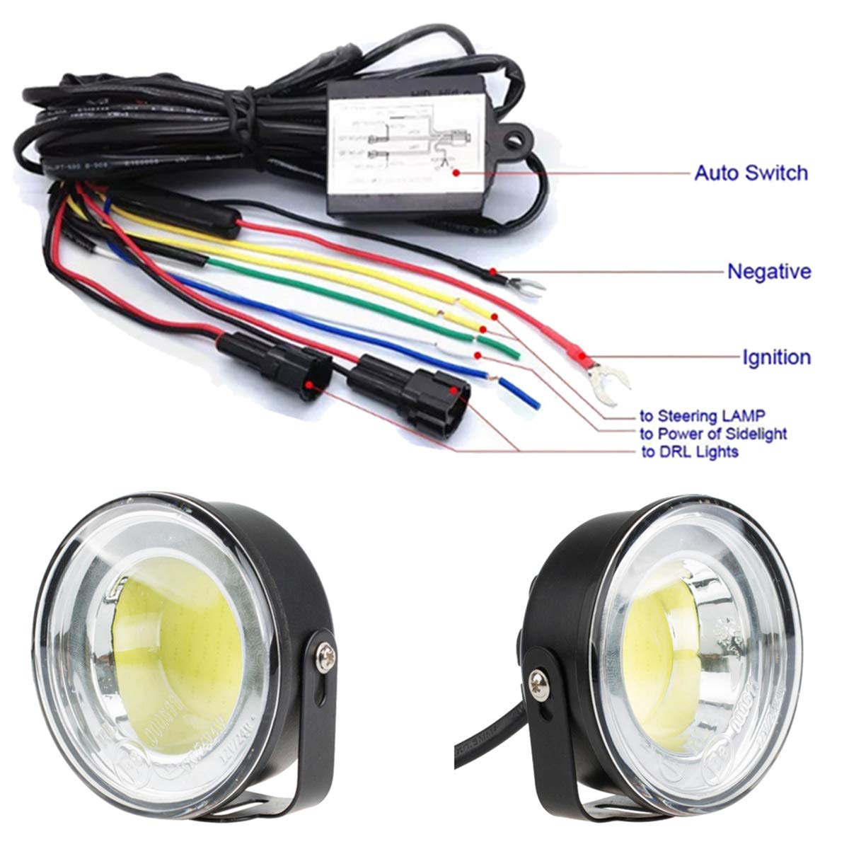 COB LED Tagfahrlicht rund, dimmbare Tagfahrleuchten, mehr als ECE R87, DC 12V, Weiß