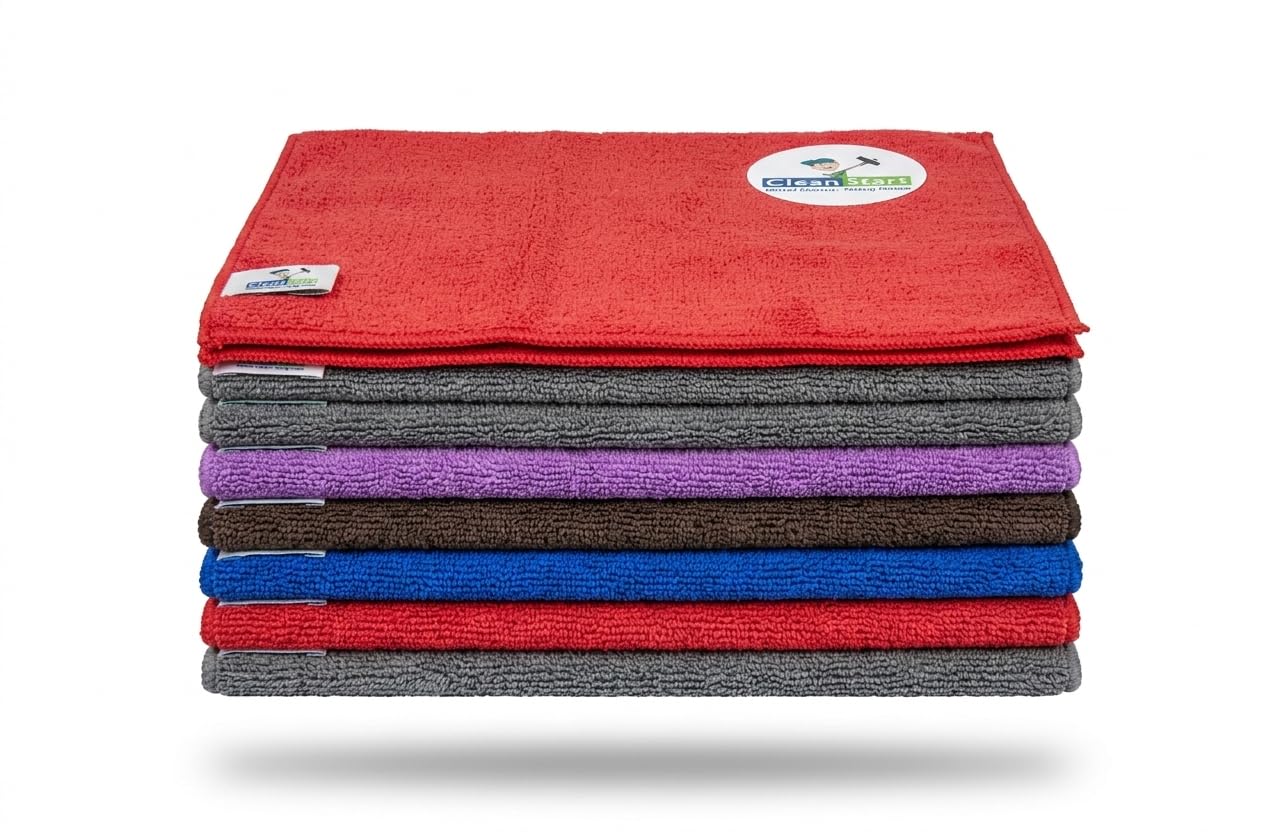 Cleanmart Microfibre Cleaning Cloth, Multi-Color, Soft Absorbent Lint Free, 40cm x 40cm, Reusable Washable, 10 Pack-image-8