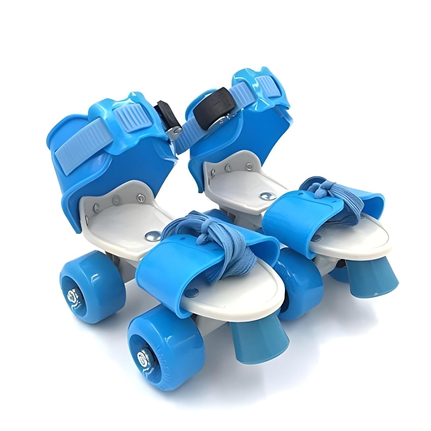 Adjustable Quad Roller Skates for Kids & Beginners | Indoor & Outdoor Roller Shoes with Adjustable Size 18-23 cm | Safe Strap & Lace Closure Skating Shoes for Boys & Girls (Red) (Blue)-image-2
