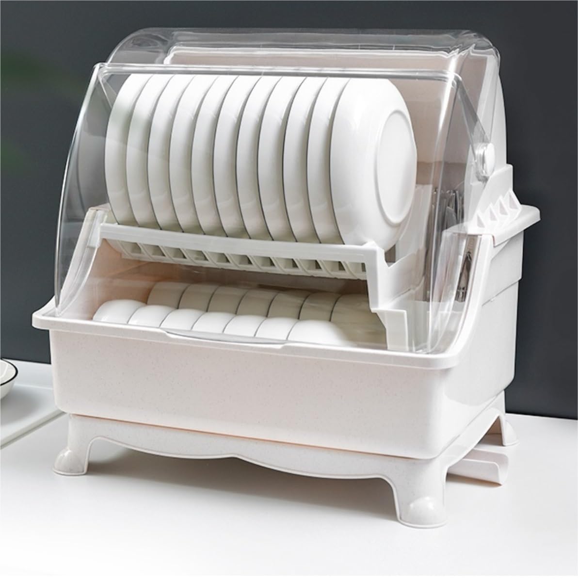 Scolapiatti Scolapiatti Da Cucina Stoviglie Ciotola Bacchette Scatola Di Immagazzinaggio Scolapiatti Per Uso Domestico In Plastica Doppio Strato Scola Piatti d Appoggio Lavello ( Color : X , Size : 46