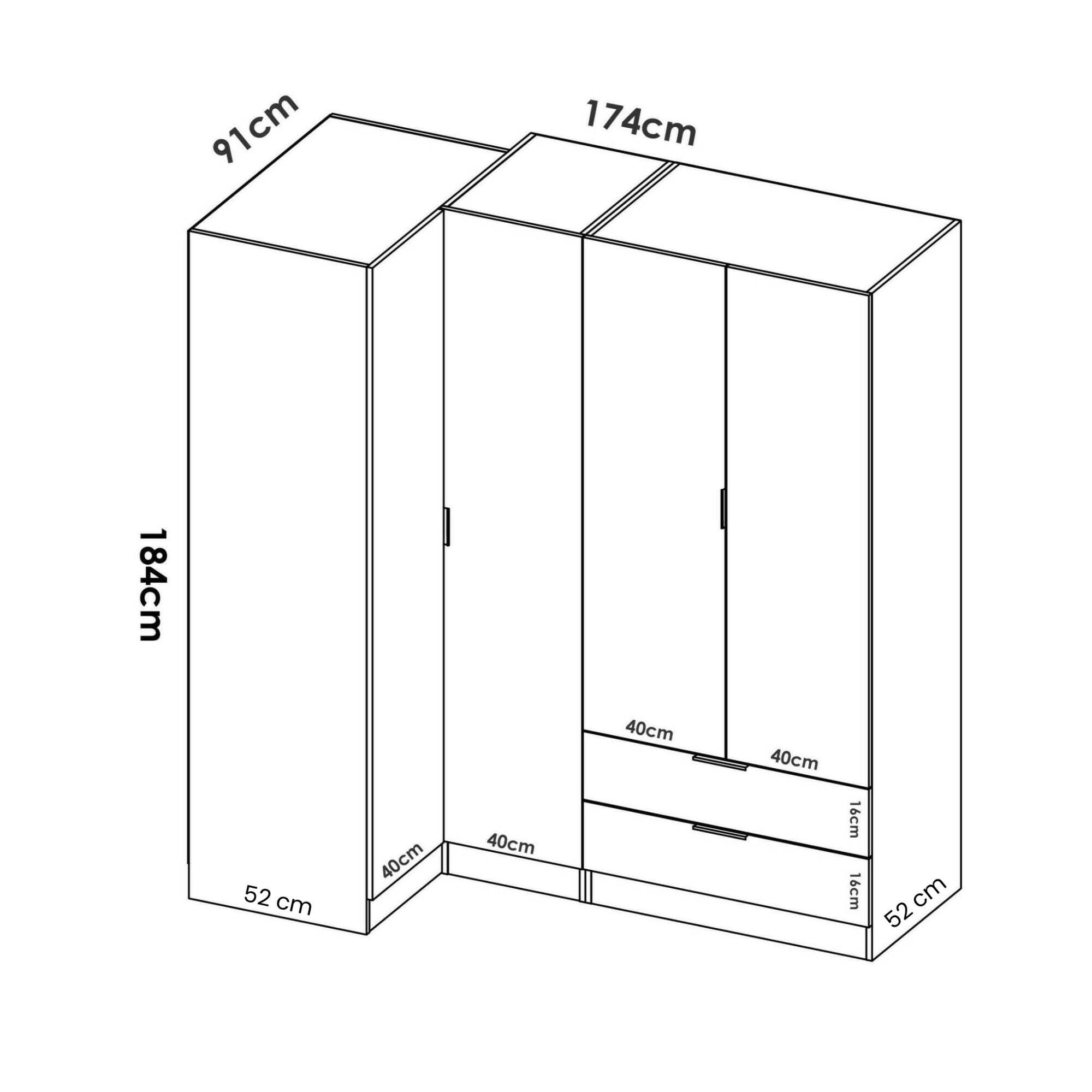 Dmora Guardaroba Grande Sillara 90.5x184h cm Marrone Rovere 2 Cassetti 4 Ripiani, Armadio Camera da Letto Appendiabiti