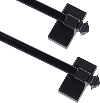 Turquoize Multi-Use Adjustable Cafe Sidelight Rods, 09"-16" Magnetic Curtain Rod, Black, 2-Pack