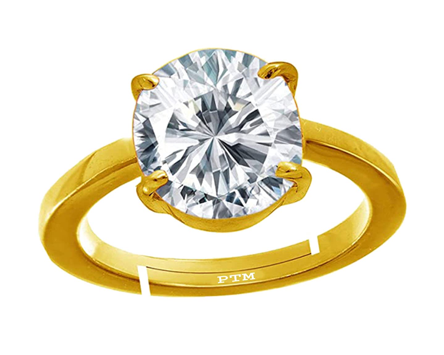 PTM American Diamond/Zircon 3.25 Ratti or 3 Carat Astrological Certified Natural Gemstone Panchdhatu/5 Metals Gold Plated Adjustable Ring for Men - 2v4325 (B09GYQ8TCR) Amazon Price History, Amazon Price Tracker