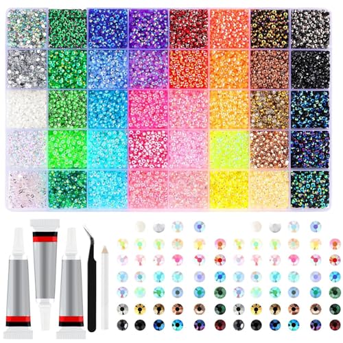 La Mejor Lista de Diamantes de imitación para comprar hoy. 46 Bedazzler Kit, 32000 piezas de diamantes de imitación resina con 3 piezas pegamento 10 ml, 0, 3 cm diamantes imitación coloridos Bedazzler para manualidades, ropa, tazas, zapatos