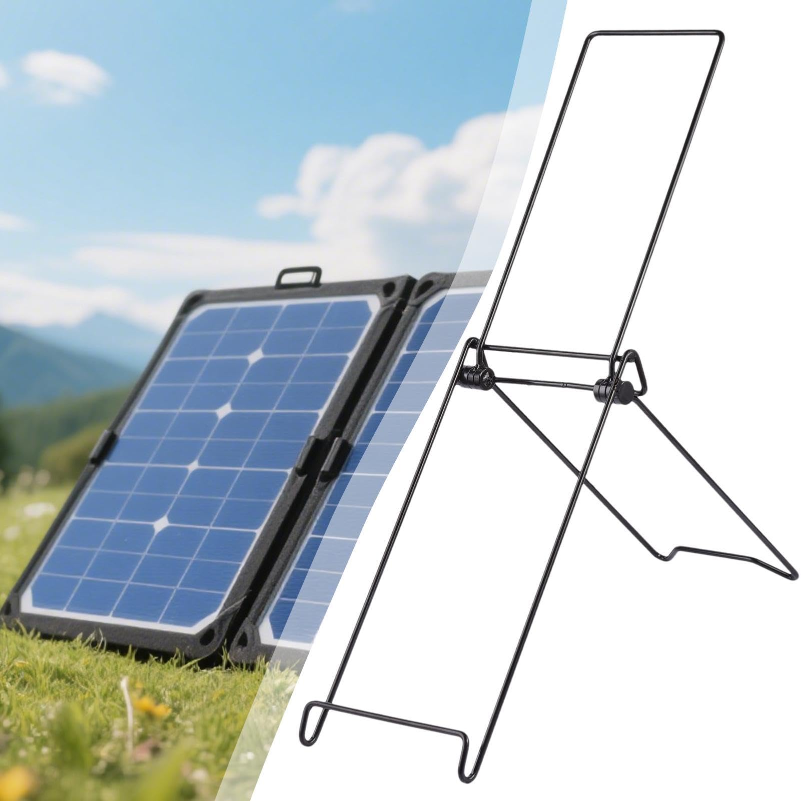 Soporte solar de montaje rápido, estructura de metal | Soporte de panel solar de 2 piezas para jardín, camino, terraza, balcón, barco, camping, viaje, isla, autocaravana