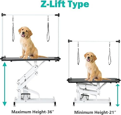 Miniatura 2 de Mesa hidráulica de aseo para mascotas para perros grandes, profesional, resistente, altura ajustable, mesa de secado portátil con brazo/lazo,