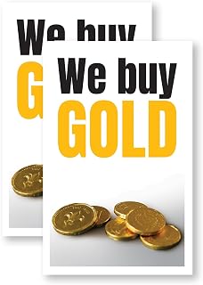 We Buy Gold (2-Pack) 24 Inch x 36 Inch Vinyl Decals | Sign Insert Peel & Stick Decals Stickers Window Signs | Reliable Services, Trusted Shops, Professional Signage | Made in USA