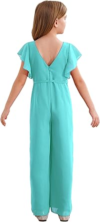 JEATHA Mädchen Jumpsuit - Eleganter Chiffon Overall Für Besondere Anlässe