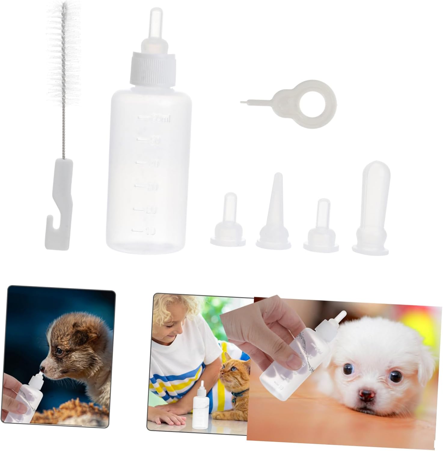 2sets Pet Nursing Bottle for Cats and Dogs Milk Feeder for Kittens and Puppies Portable and Easy to Use Feeding Bottles for Pets