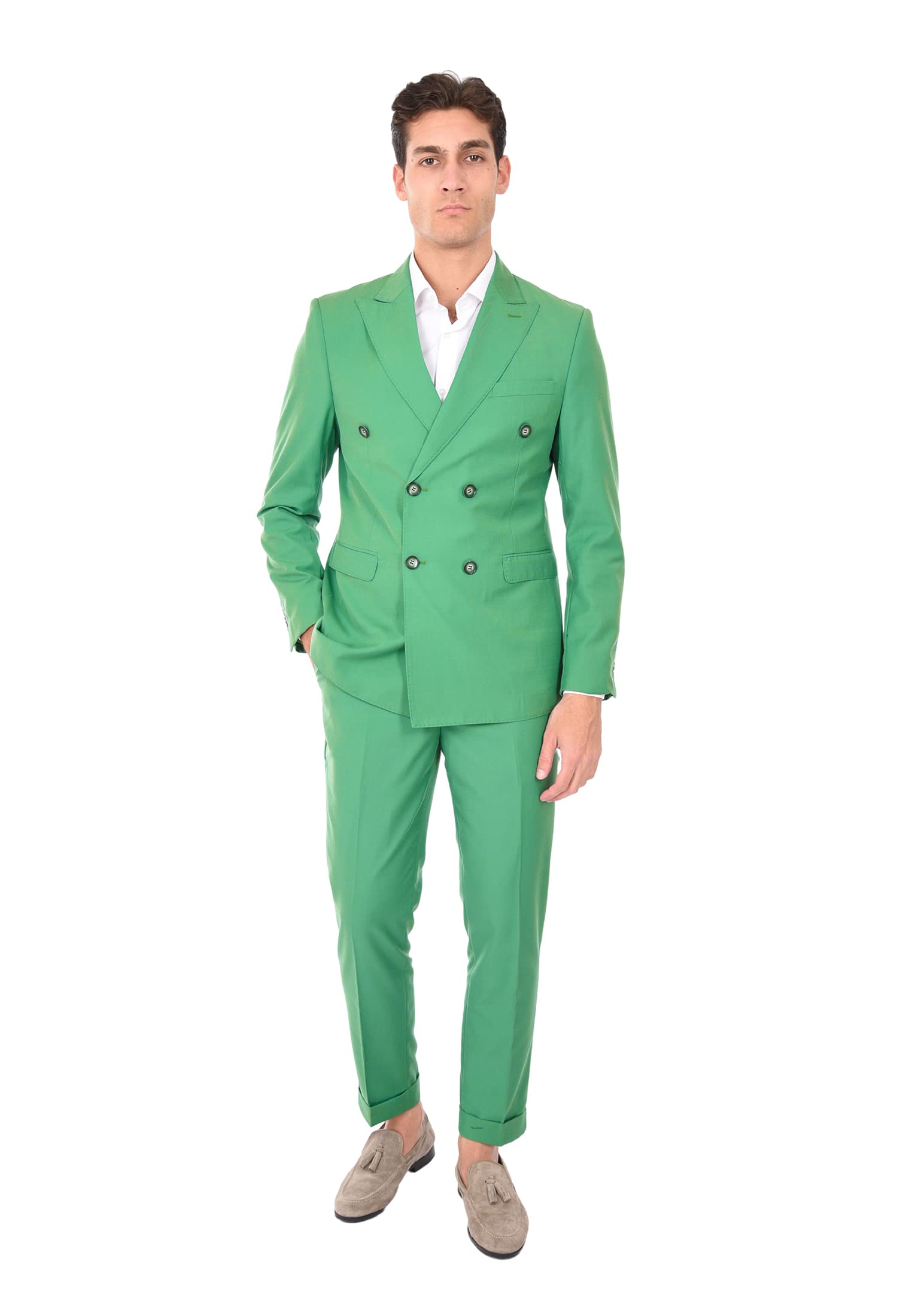 Ciabalù Abito Uomo Elegante Doppiopetto Tinta Unita Vestito Slim Fit
