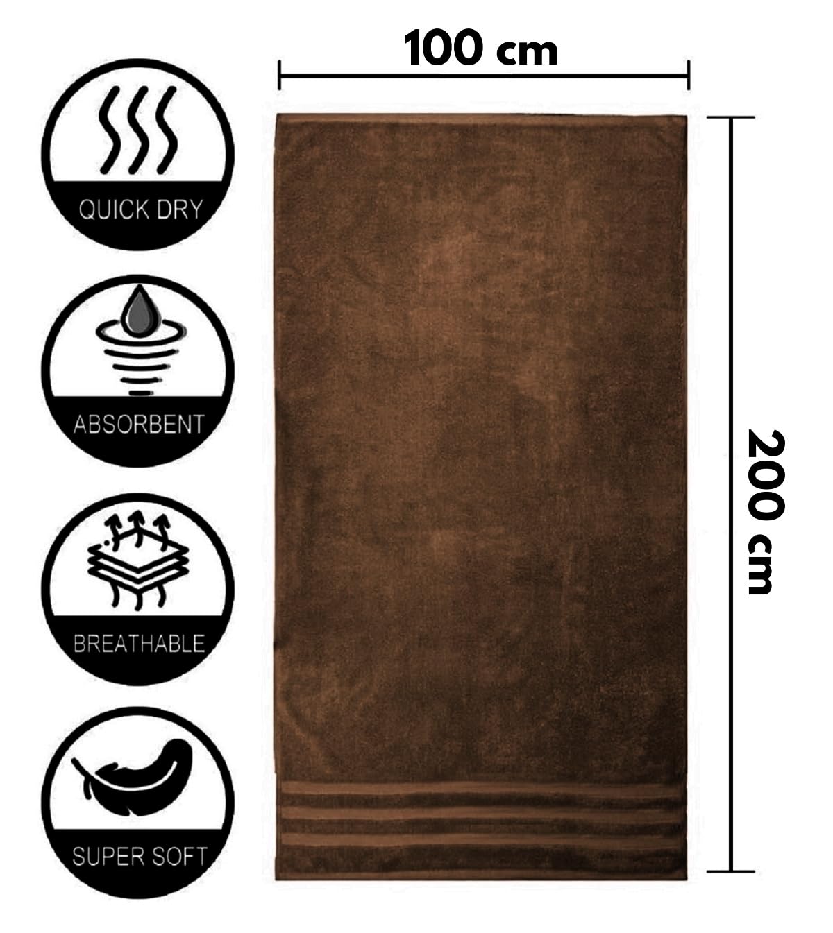 WovenWonder Pack of 2 Super Jumbo Bath Sheets (100 x 200 cm-600GSM) Luxury 100% Egyptian Cotton Soft Extra Large Bath Sheet Towels Highly Absorbent & Quick Dry Hotel Quality Towel Set (Chocolate) - Image 4
