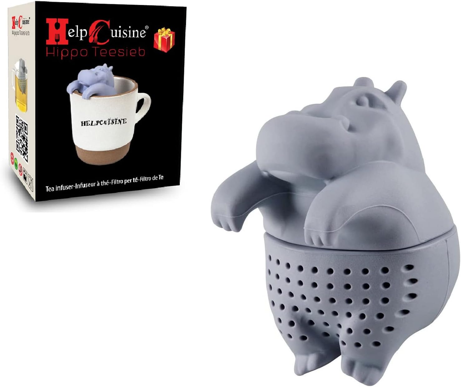HelpCuisine® Tea infuser/tea infuser/diffuser filter/tea strainer in Hippo shape, infuser made of 100% food grade silicone BPA free, (Hippopotamus)