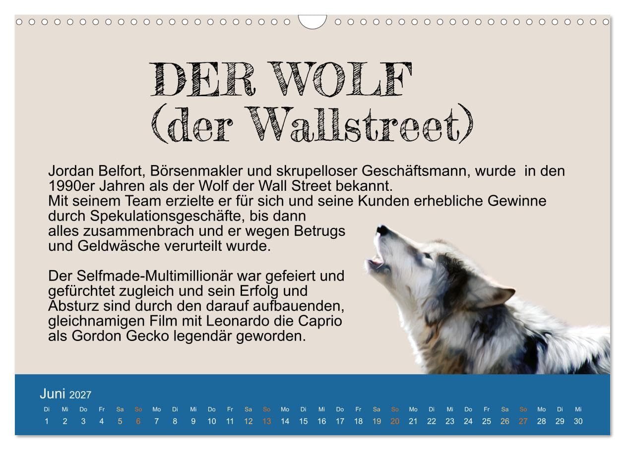 CALVENDO - Tiere in der Finanzwelt 2027 (Wandkalender 2027 DIN A3 quer), Monatskalender: Von Bullen, Bären, Falken und Tauben.