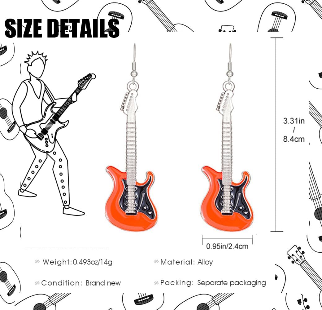 Guitar Music Earrings Bass Electric Guitar Dangle Drop Earrings for Women Chic Rock Music Lovers Teacher Singer Personalized Concert Party Rock and Roll Accessories - Image 4