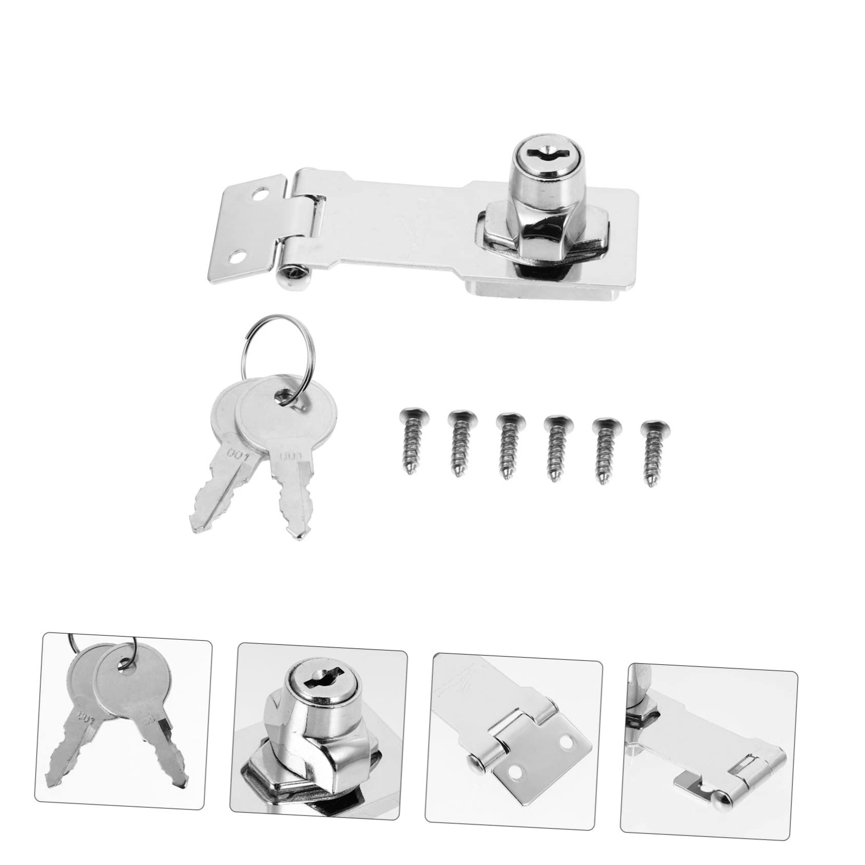 Uonlytech 3sets Serratura Scorrimento Di Chiusura Sicura Per Porte e Armadietti Design Leggero e Facile Installazione Con Due Chiavi Resistente Alla Corrosione