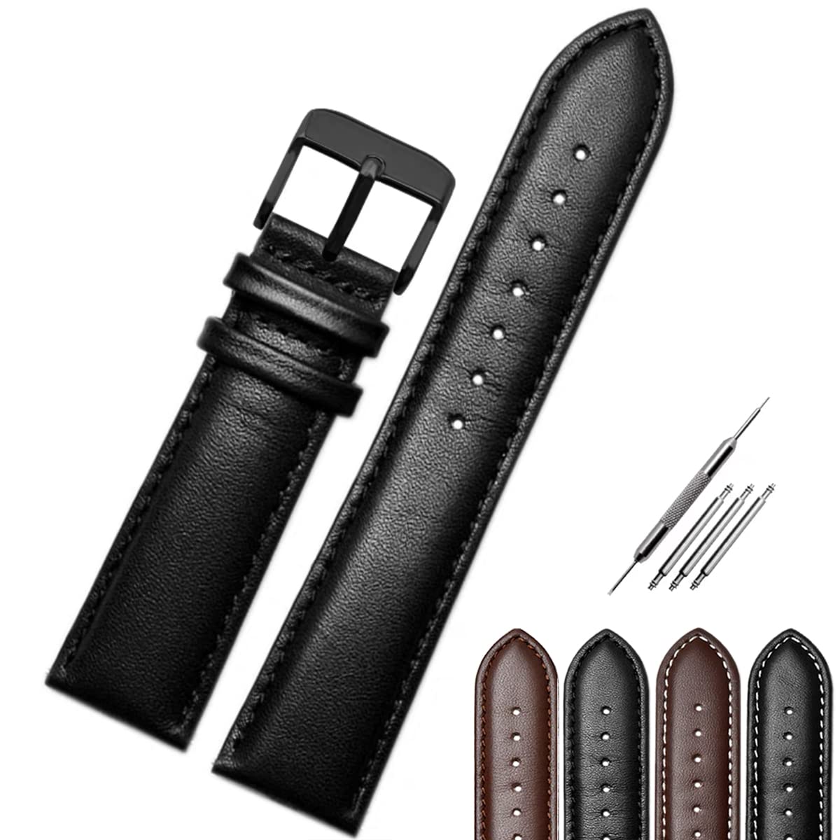 Amazon.com: Strapseeker Jaxon Top Grain Leather Black Pin