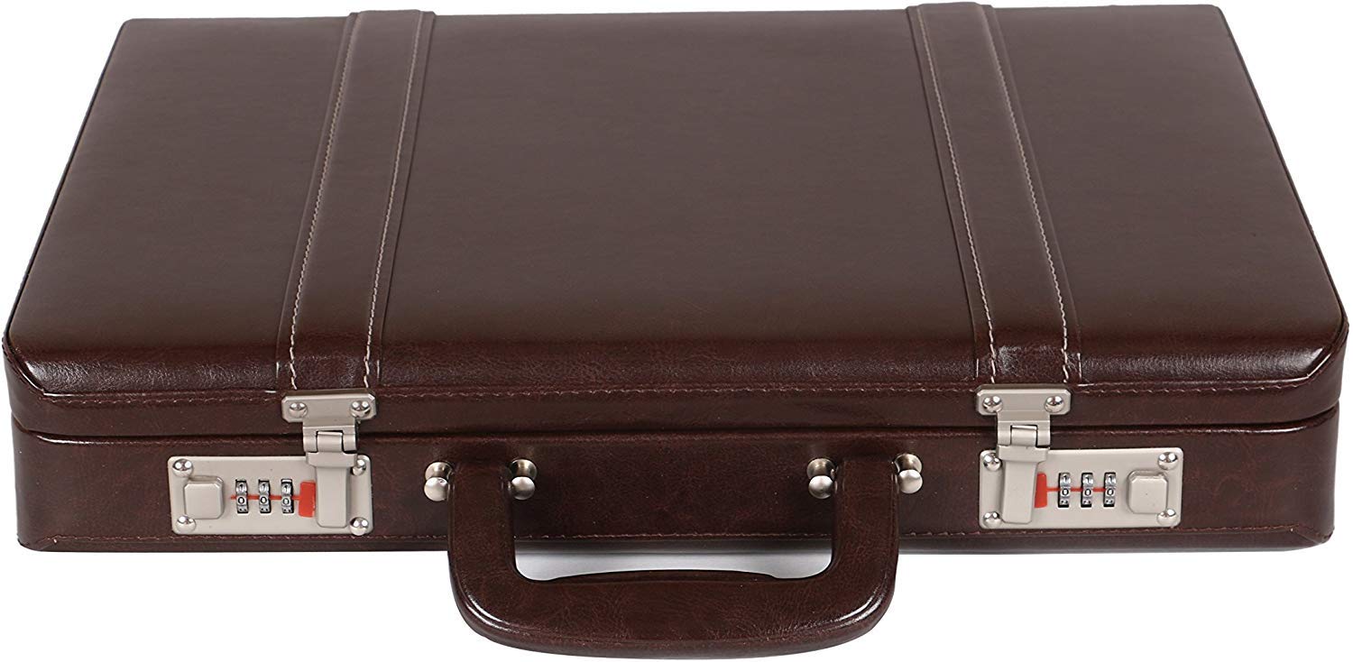 Faux Leather Briefcase Laptop Compartment Expandable Features High-Security Combo Number Lock Briefcase Bag for Men