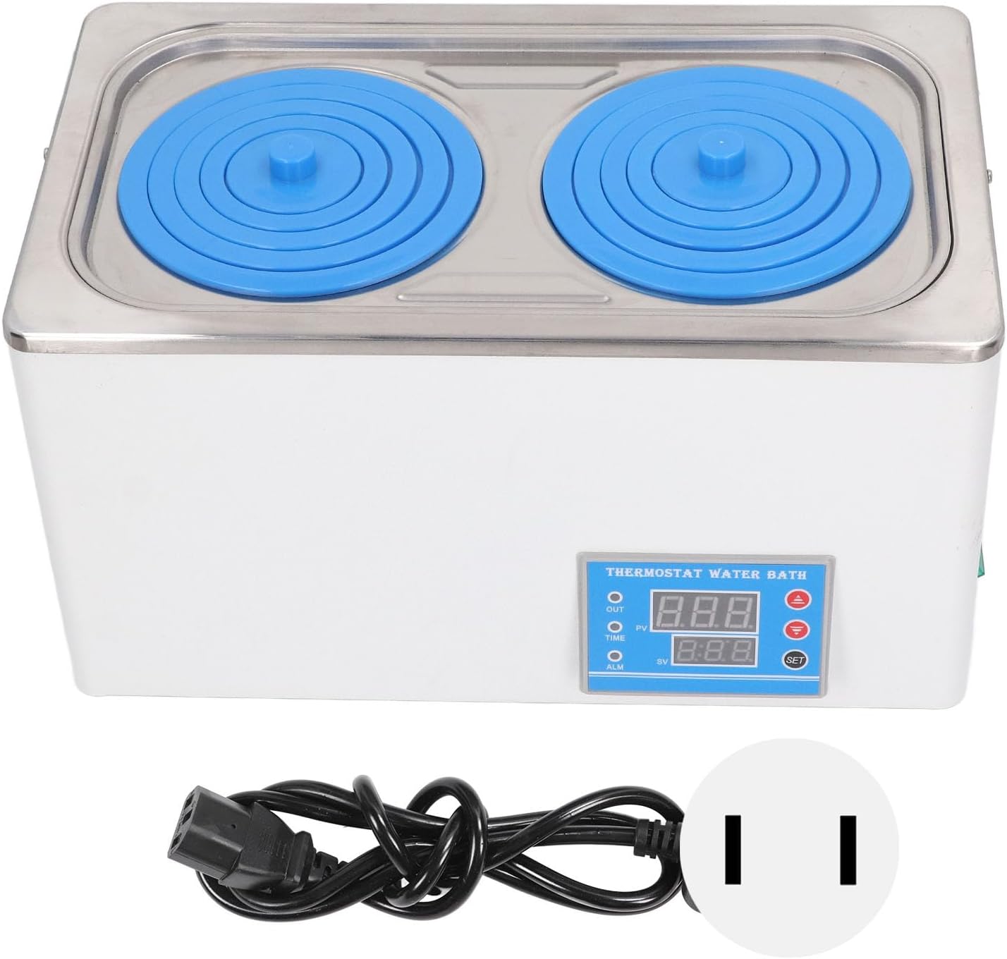 BROLEO 7L Digital Thermostatic Water Bath Heater with blue lid rings and power cord