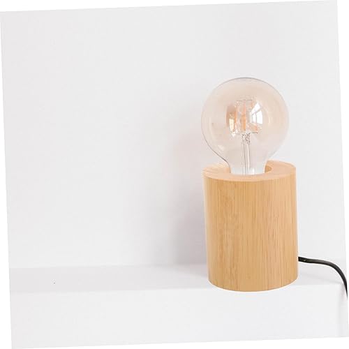 Miniatura 6 de DOITOOL Base de luz LED Lámpara de mesa de madera Base de madera Cilindro de mesa Soporte de exhibición de lámpara de madera Base de luz LED Base de