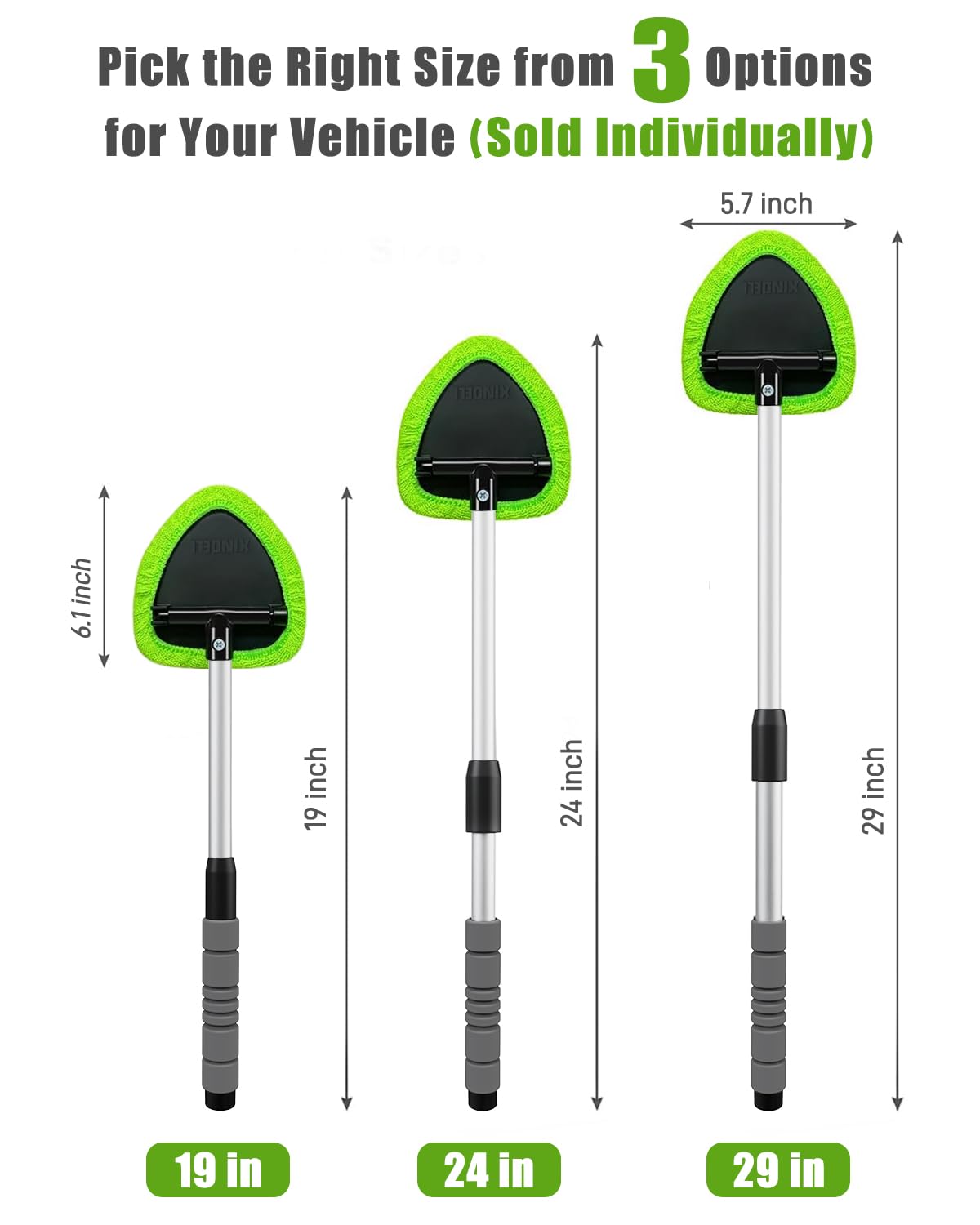 XINDELL 29-inch Windshield Cleaner Tool – Upgrade Large Head Car Interior&Exterior Window Cleaning Kit with Extendable Handle & 4 Microfiber Pads, Auto Wiper Brush for Car, Trucks, SUVs, RVs & Home