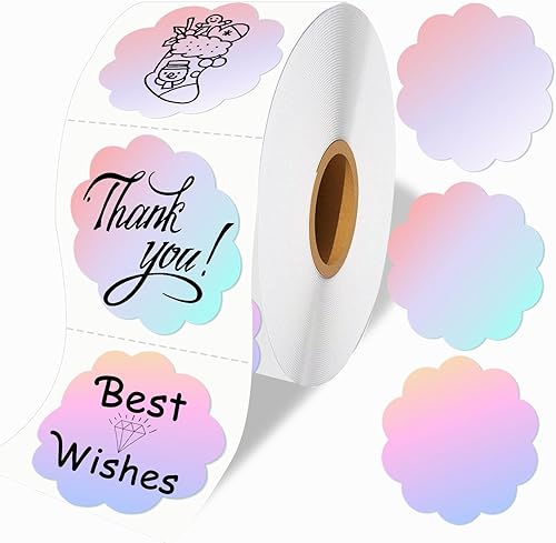 Etiquetas térmicas de flores de 2 x 2, etiqueta térmica redonda multiusos para negocios y hogar, etiquetas térmicas directas circulares para diseño